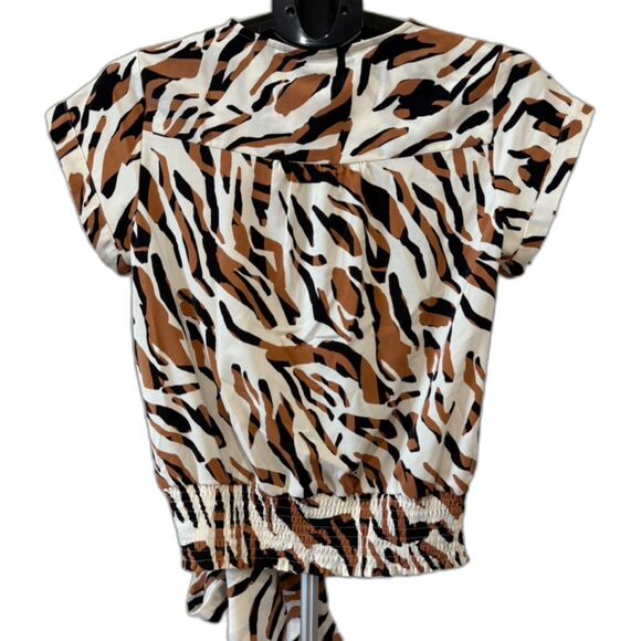 Nine West Animal Print Blouse with Tie Side - Size Small - Picture 3 of 11